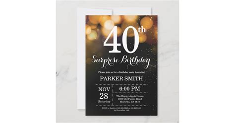 Surprise 40th Birthday Invitation Gold Glitter Zazzle