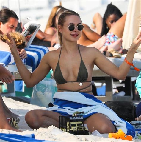 Kimberley Garner Green Bikini Beach Day Miami Hot Celebs Home