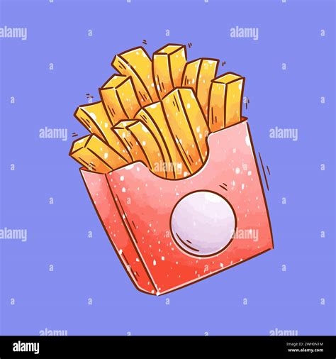 Hand Drawn French Fries Cartoon Vector Stock Vector Image Art Alamy