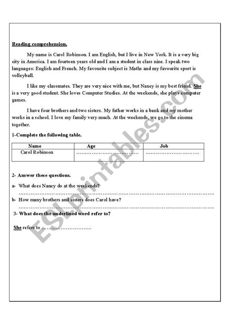 Worksheet Library Reading Comprehension