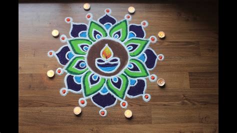 Simple Freehand Diwali Rangoli Designs With Colours Youtube