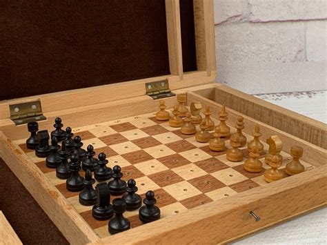 Wooden Travel Chess Set Vintage Wooden Chess S Soviet Etsy