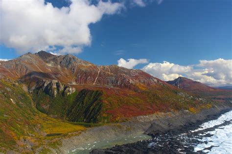 Alaska Denali National Park Seen From Airplane In Autumn Stock Image