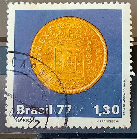 C 1004 Selo Moedas Do Brasil Colonial Numismatica Dobrao 1977 Circulado 1