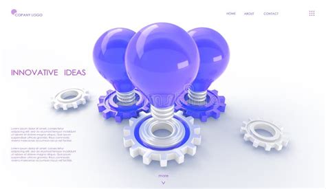 Innovative Idea Development Isometric D Render Blue Light Bulbs On