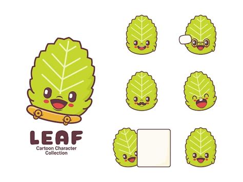 Premium Vector Green Leaf Cartoon Character Vector Illustration