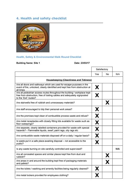 Work Safety Checklist