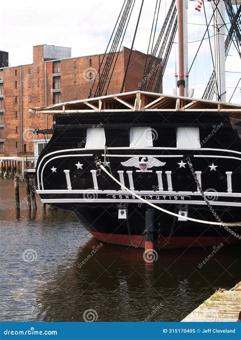 Aft End of USS Constitution Wooden Naval Ship Editorial Image - Image
