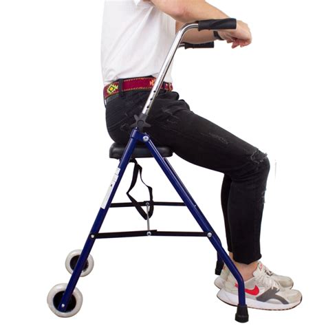 Andador Para Ancianos Plegable Asiento Ruedas Azul M Rida