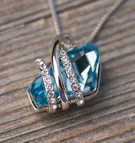 Leafael Wish Stone Pendant Necklace With Aquamarine Blue Birthstone