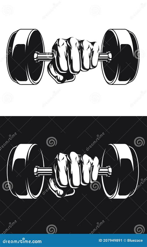 Silhouette Bodybuilder Fitness Hand Weight Dumbbells Stock Vector