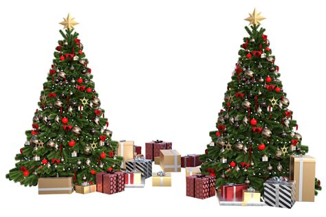 Christmas Tree With Presents And Lights