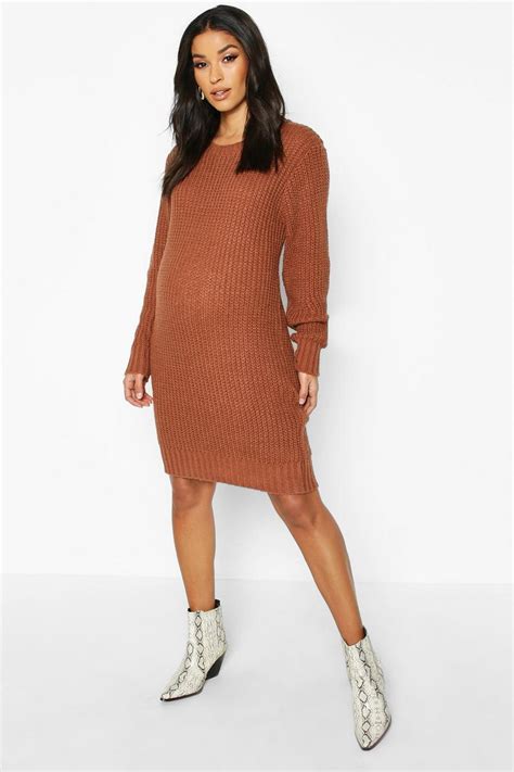 Womens Maternity Crew Neck Jumper Dress Boohoo Uk