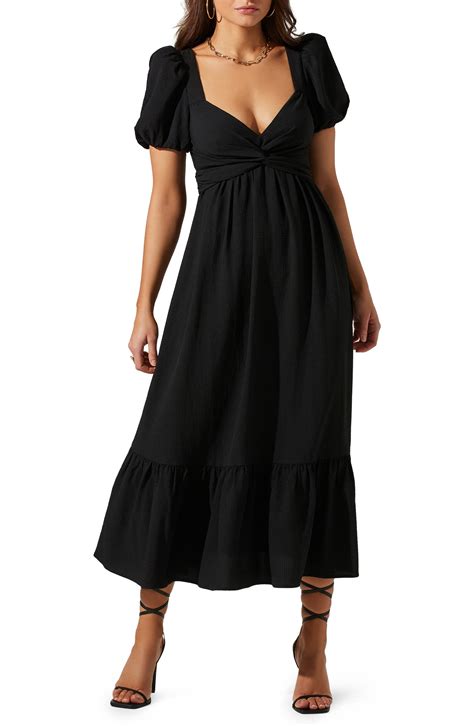 Astr The Label Tie Back Puff Sleeve Midi Dress Nordstrom