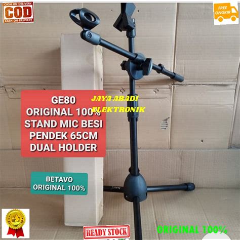 Jual ORIGINAL STAND MIC BESI 80 CM KAKI TIGA HOLDER HANGER DOUBLE DOBEL