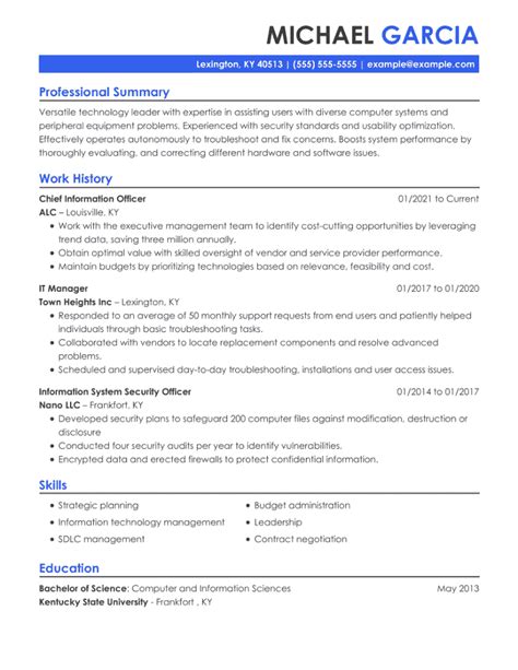 Best CIO Resume Examples To Use In 2024