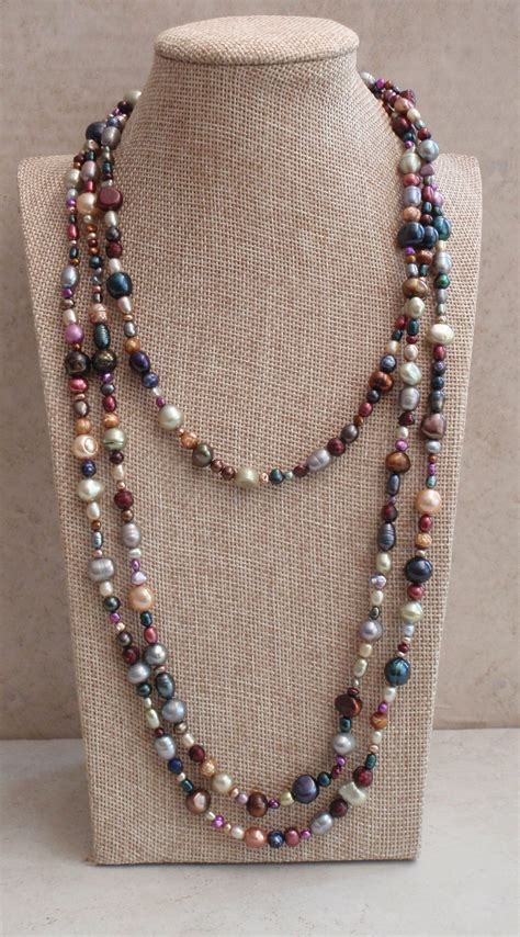 Pearl Necklace Multi Color Multi Shape Freshwater Pearls 70 Inch Vintage Vintage Pearlnecklace