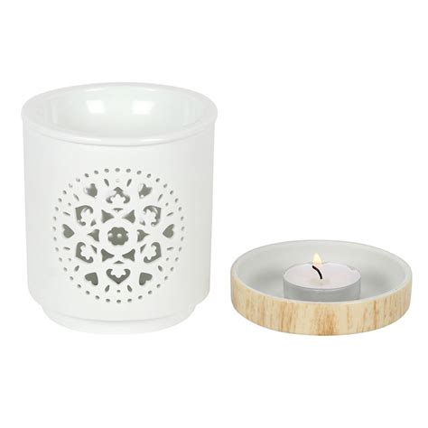 White Mandala Cut Out Oil Burner Something Different Wholesale