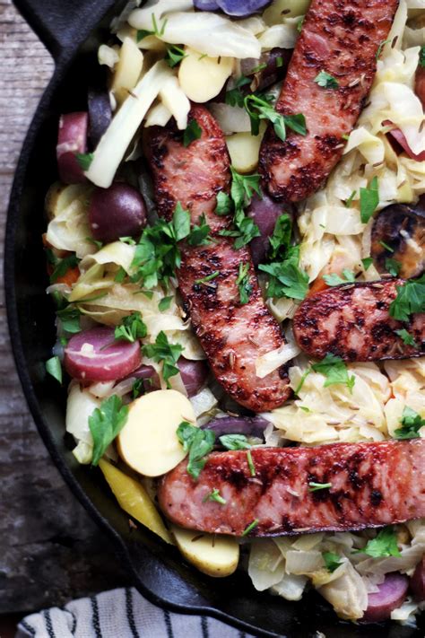 Chicken Apple Sausage Skillet With Cabbage And Potatoes Recipe