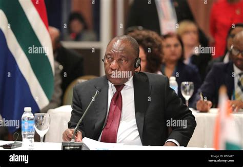 South African President Cyril Ramaphosa During The Brics Meeting On The