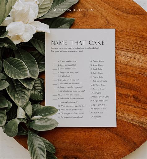 Name That Cake Bridal Shower Game Printable Minimalist Etsy