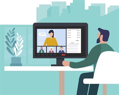 Premium Vector A Videoconference Of Colleagues Working Together