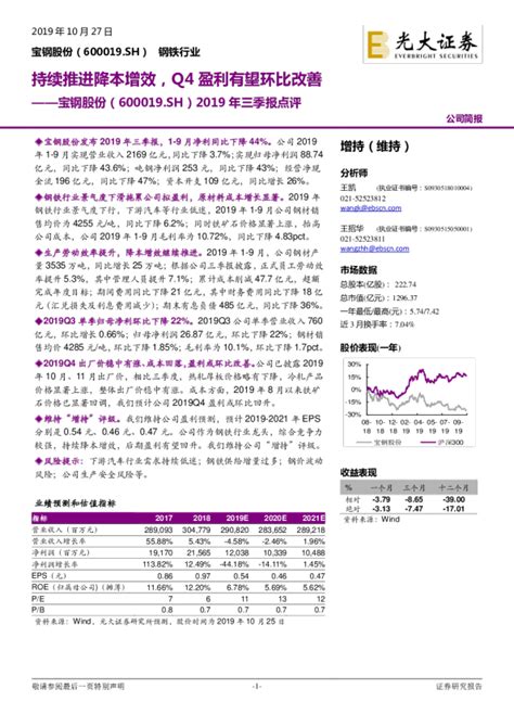 2019 年三季报点评：持续推进降本增效，q4盈利有望环比改善