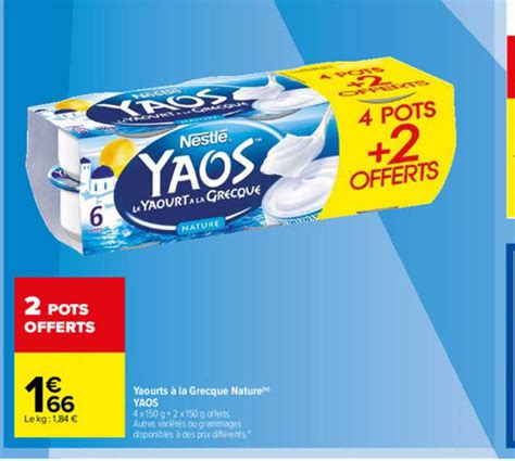 Promo Yaourts à La Grecque Nature Yaos chez Carrefour iCatalogue fr