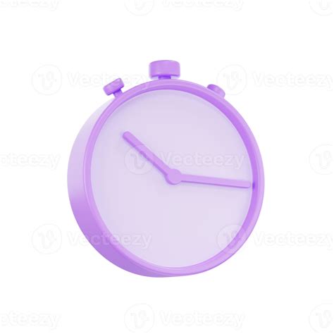 D Render Purple Pastel Color Alarm Clock D Circle Clock Icon