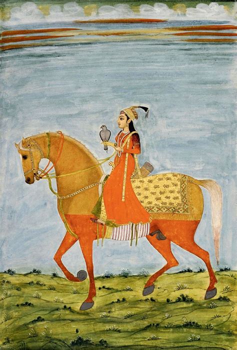 A Princess Hawking On Her Stallion Circa 1700 India Murshidabad