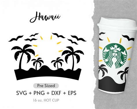 Oz Beach Hot Cup Svg Full Wrap Svg Ocean Svg Pre Sized Etsy