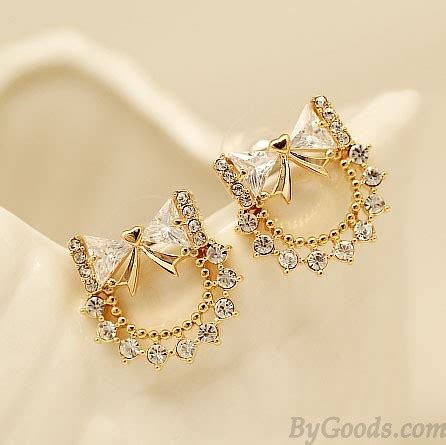 Crystal Zircon Bow Ear Studs Earrings Fashion Earrings Accessories