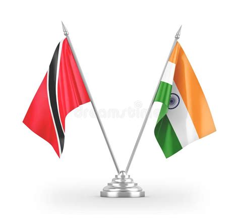 Indiantrinidad And Tobago Flags Together Waving Against Blue Sky Stock Illustration