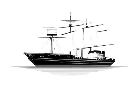 Ilustraci N Vectorial De Un Barco Delineado En Negro Con Una Apariencia