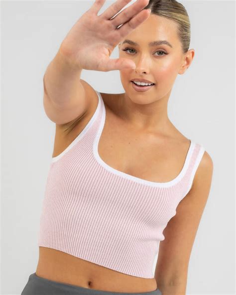 Mooloola Basic Knit Top In Light Pink White Fast Shipping And Easy Returns City Beach Australia