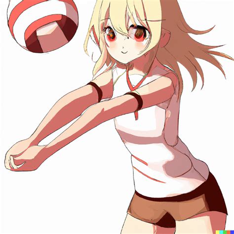 Anime Girl Playing Volleyball R Dalle