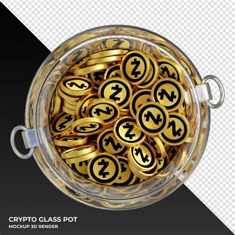 Premium PSD Zcash Zec Crypto Coin Top View Clear Glass Pot