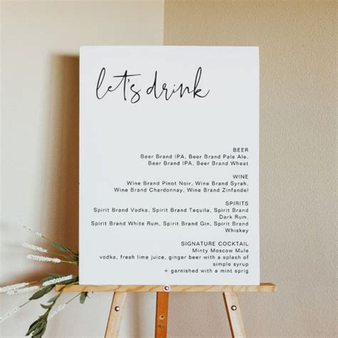 ADELLA Modern Minimalist Let S Drink Bar Menu Foam Board Zazzle Bar