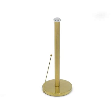 Excelsteel Gold Plated Paper Towel Holder W Clear Crystal Top T