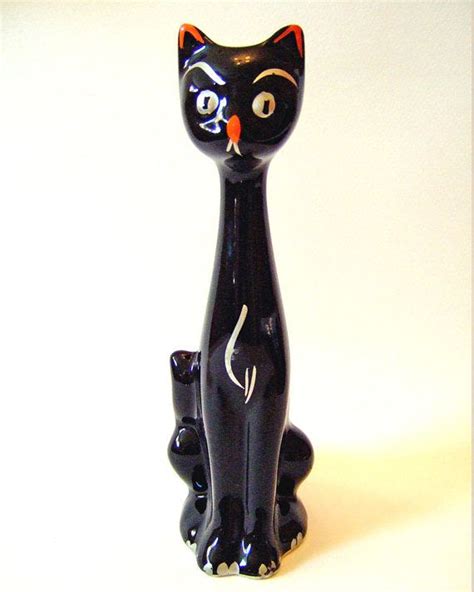 Vintage 1950s Halloween Kitsch Lucky Black Cat Ornament Etsy Cat Ornament Kitsch Black Cat