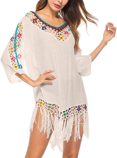 Glaiidy Strandponcho Strandkleider Damen V Ausschnitt Bikini Cover