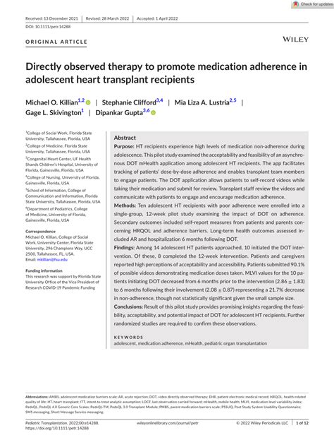 Pdf Directly Observed Therapy To Promote Medication Adherence In