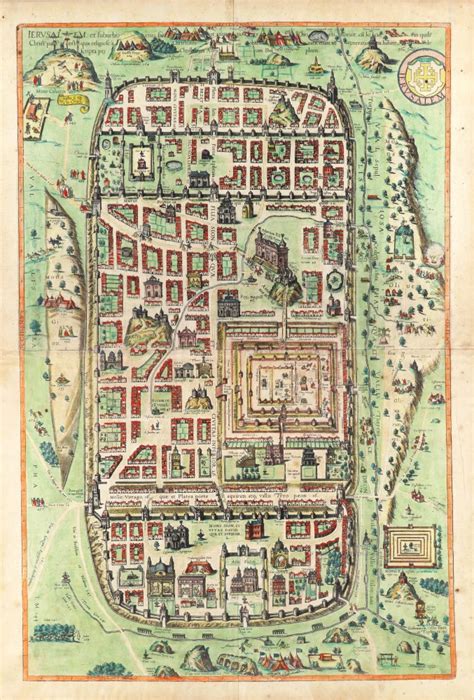 Jerusalem By Georg Braun And Frans Hogenberg Sanderus Antique Maps