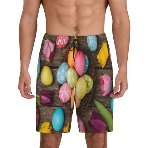 JUNZAN Easter Eggs Pattern Sleep Pajama Shorts For Men Men S Pajama