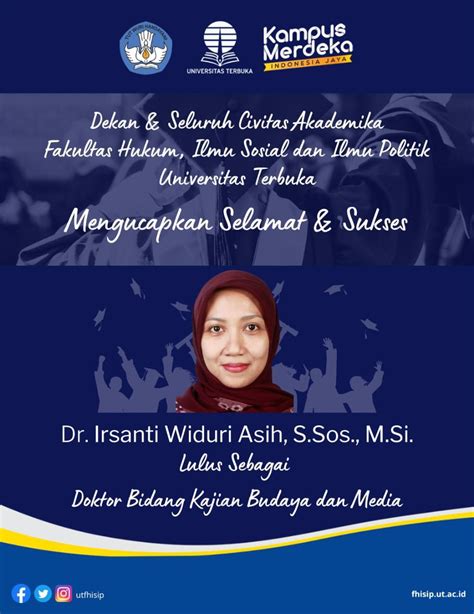 Selamat Dan Sukses Kepada Dr Irsanti Widuri Asih S Sos M Si Lulus