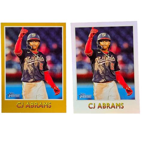 Two Topps Heritage Bs Cj Abrams Gold Platinum Foil Cards Ebay