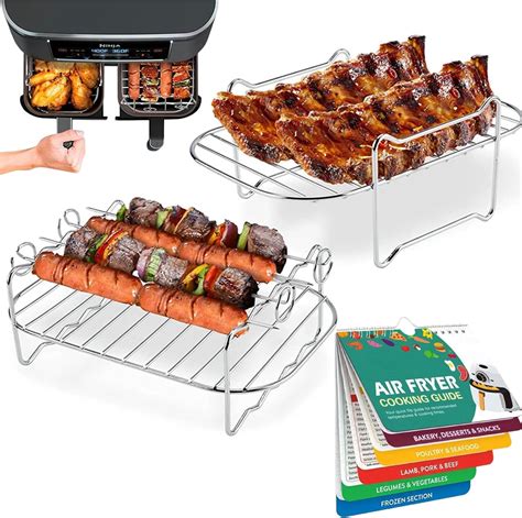 Plusseleker 7 Pack Air Fryer Rack With Cooking Guide Compatible With Ninja Food Dual Zone Air