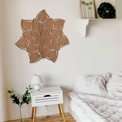 Décoration en bois Fleur de Mandala 02 Placage bois acajou wall