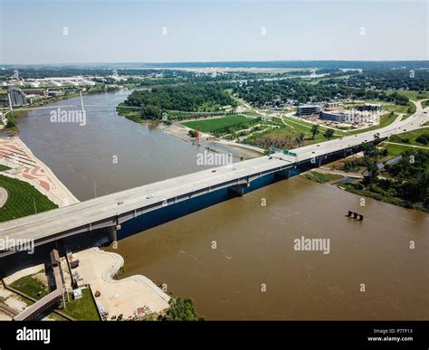 Omaha Skyline Nebraska USA Aerial Drone Stock Photo - Alamy