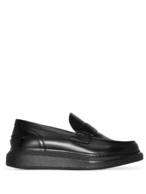 Alexander McQueen Leather Platform Loafers in Black - Lyst